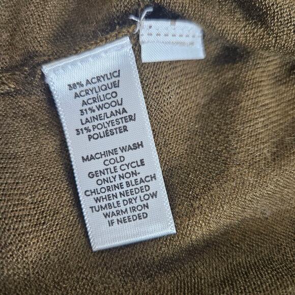 Loft Olive Green Lightweight 3/4 Sleeve Sweater Button Closure Medium Wool Blend - Picture 6 of 8